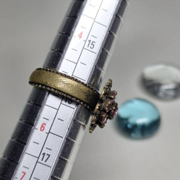 Kenny Ma Style Pink Crystal Ring Flower Ring Victorian Style - Picture 3 of 5